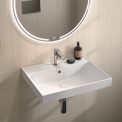 Раковина CUBO подвесная/мебельная 60, белая глянцевая Раковина CUBO подвесная/мебельная 60, белая глянцевая