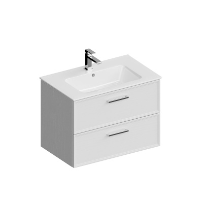 Тумба PIANO Classic подвесная 75 см, 2 ящика, ясень белый матовый Тумба PIANO Classic подвесная 75 см, 2 ящика, ясень белый матовый