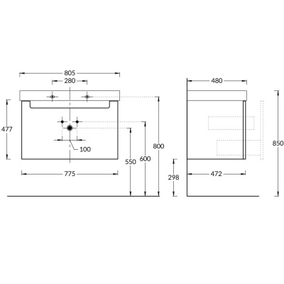 Тумба BUONGIORNO PLUS подвесная с ящиками 80, белая глянцевая-дуб Кантри Тумба BUONGIORNO PLUS подвесная с ящиками 80, белая глянцевая-дуб Кантри