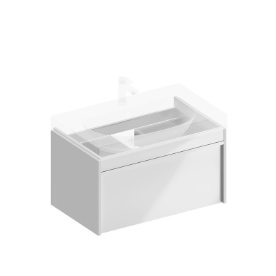 Тумба MODULA подвесная 80 с ящиком 1+1, белая глянцевая