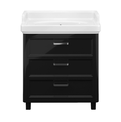 Тумба POMPEI напольная с 3 ящиками 80,черная глянцевая Тумба POMPEI напольная с 3 ящиками 80,черная глянцевая