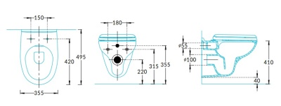 Унитаз KPRO подвесной безободковый с сиденьем, белый глянцевый