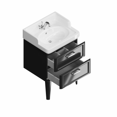 Тумба POMPEI напольная с ящиками 60, черная глянцевая