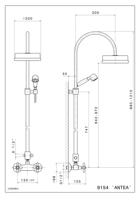 Душевая колонна MUSE со смесителем с переключателем потоков, потертая бронза Душевая колонна MUSE со смесителем с переключателем потоков, потертая бронза