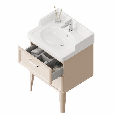 Тумба POMPEI напольная с 2 ящиками 60, камео бежевый глянцевый