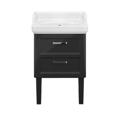 Тумба POMPEI напольная с ящиками 60, черная глянцевая