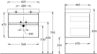 Тумба CUBO подвесная с ящиками 60, белая матовая Тумба CUBO подвесная с ящиками 60, белая матовая
