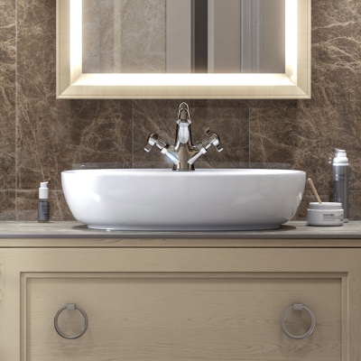 Смеситель для раковины MUSE вентильный с донным клапаном, хром глянец Смеситель для раковины MUSE вентильный с донным клапаном, хром глянец