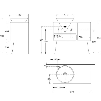 Тумба CONO подвесная с открытой полкой и ящиками 97, белая матовая-мальва Тумба CONO подвесная с открытой полкой и ящиками 97, белая матовая-мальва