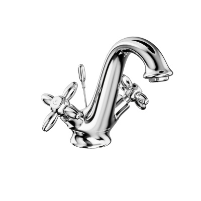 Смеситель для раковины MUSE вентильный с донным клапаном, хром глянец